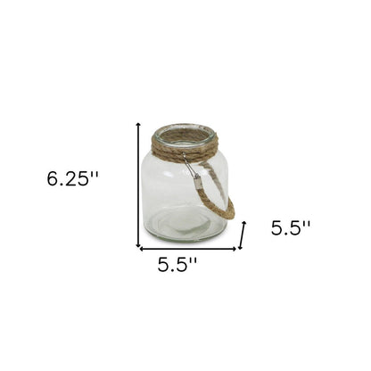 6" Clear and Brown Glass Tabletop Lantern Candle Holder HomeRoots