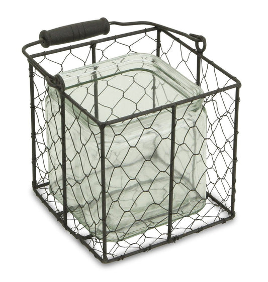 6" Clear and Brown Glass and Metal Lattice Tabletop Lantern Candle Holder HomeRoots
