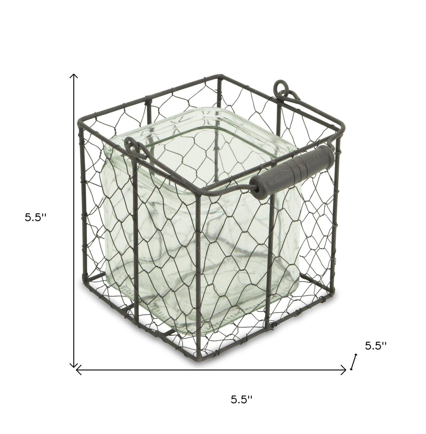 6" Clear and Brown Glass and Metal Lattice Tabletop Lantern Candle Holder