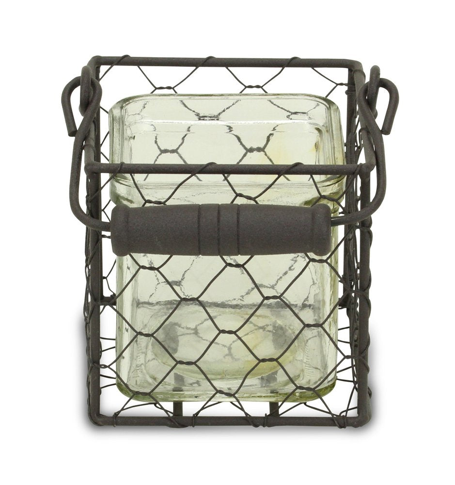 4" Clear and Brown Glass Tabletop Lantern Candle Holder HomeRoots