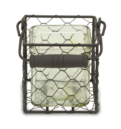 4" Clear and Brown Glass Tabletop Lantern Candle Holder HomeRoots