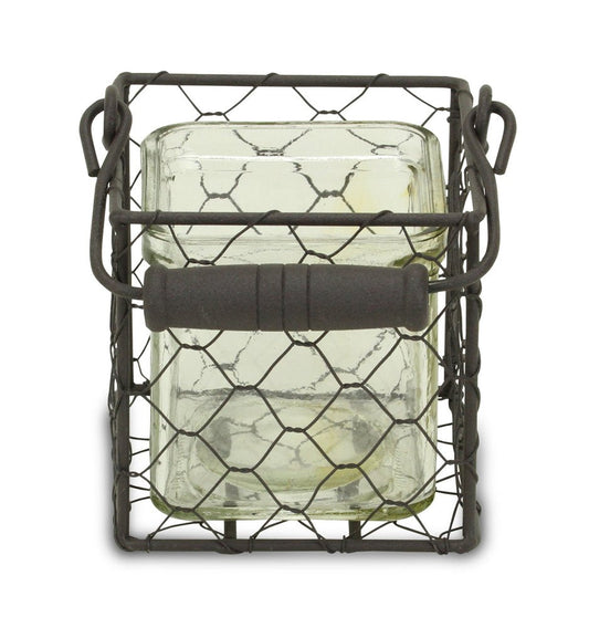 4" Clear and Brown Glass Tabletop Lantern Candle Holder HomeRoots