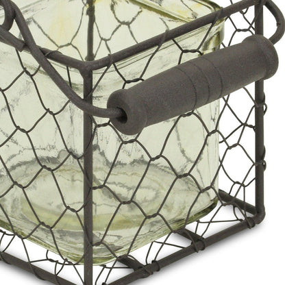 4" Clear and Brown Glass Tabletop Lantern Candle Holder HomeRoots