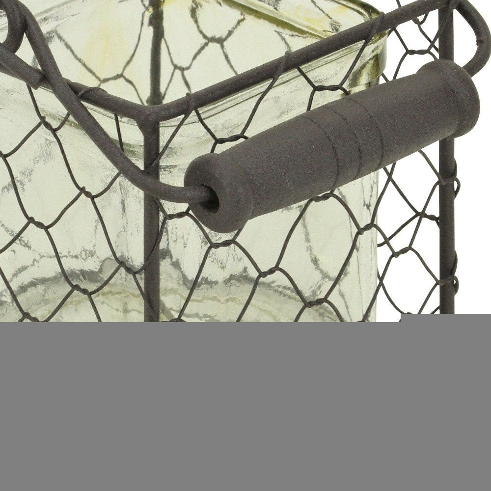 4" Clear and Brown Glass Tabletop Lantern Candle Holder HomeRoots