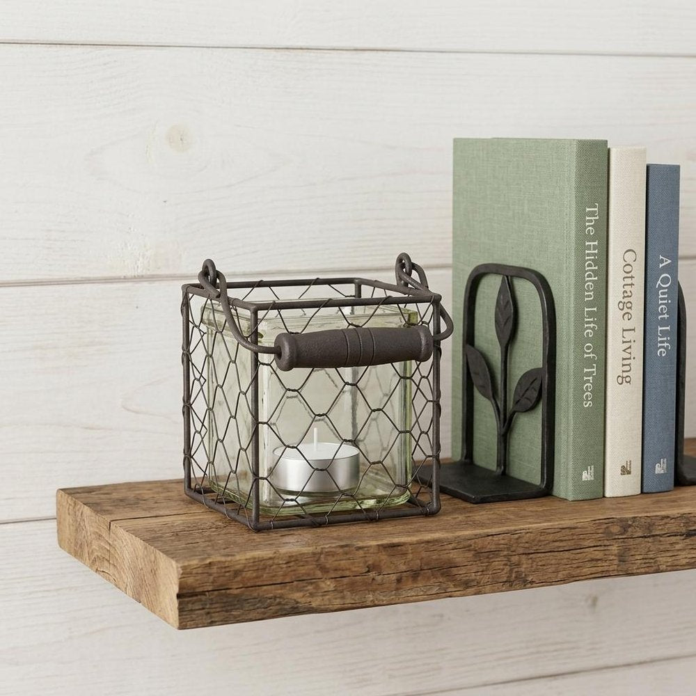 4" Clear and Brown Glass Tabletop Lantern Candle Holder HomeRoots