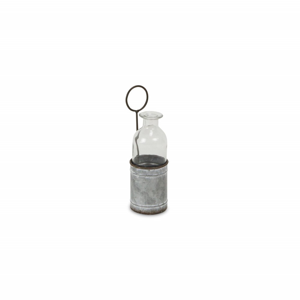 8" Gray Glass Decorative Bottle Tabletop Sculpture HomeRoots