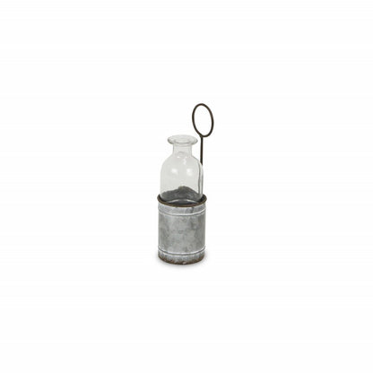 8" Gray Glass Decorative Bottle Tabletop Sculpture HomeRoots