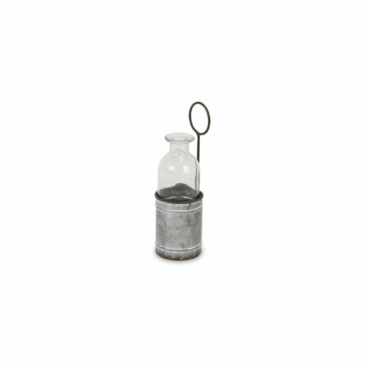 8" Gray Glass Decorative Bottle Tabletop Sculpture HomeRoots