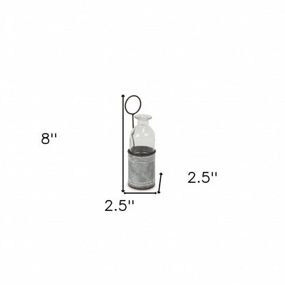 8" Gray Glass Decorative Bottle Tabletop Sculpture HomeRoots