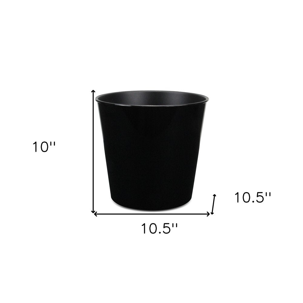 11" Black Recycled Plastic Indoor Outdoor Round Pot Planter — view 2