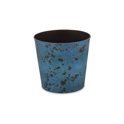 11" Blue Recycled Plastic Indoor Outdoor Round Pot Planter HomeRoots