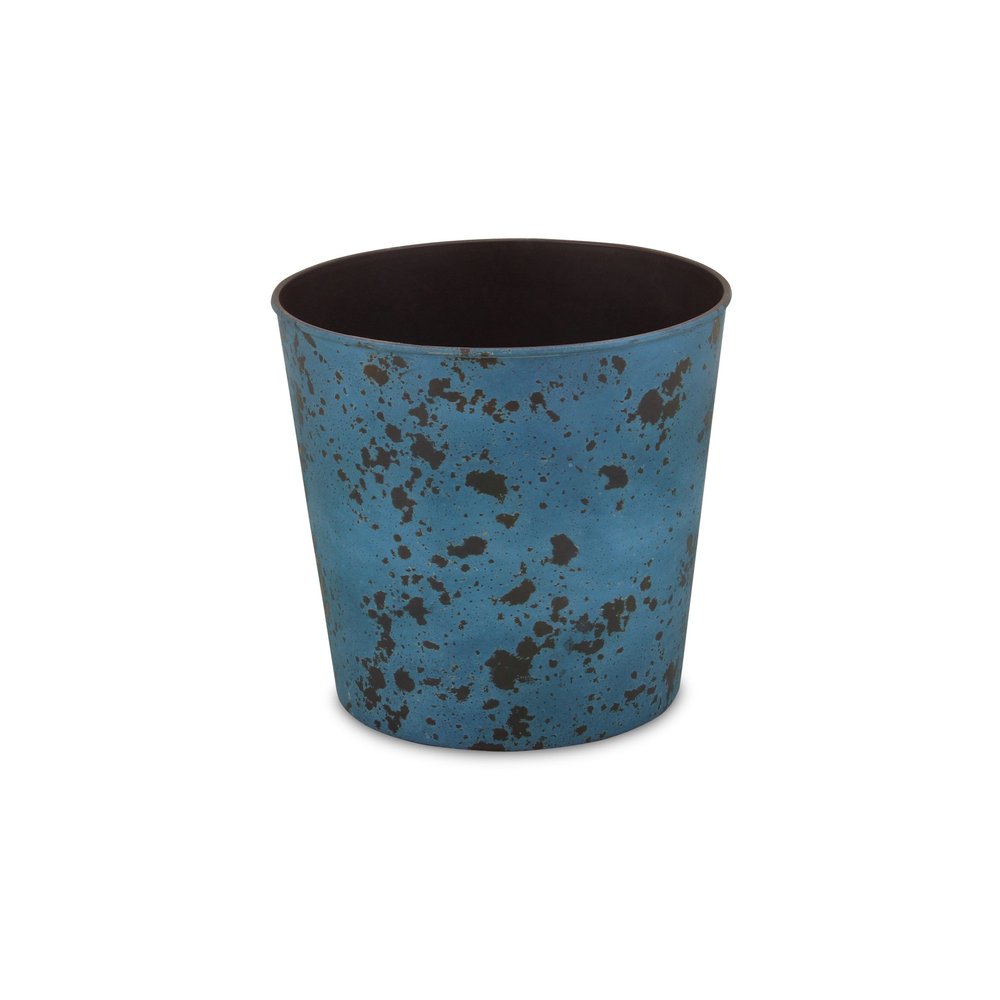 11" Blue Recycled Plastic Indoor Outdoor Round Pot Planter — view 1
