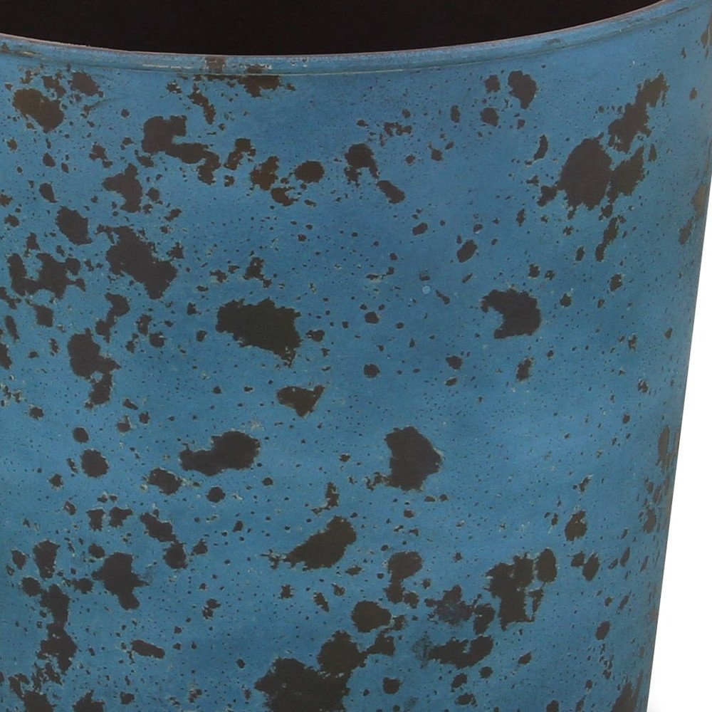 11" Blue Recycled Plastic Indoor Outdoor Round Pot Planter HomeRoots