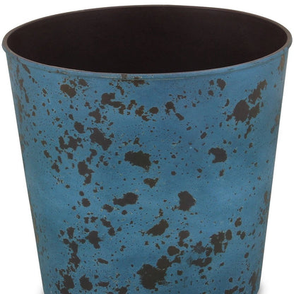 11" Blue Recycled Plastic Indoor Outdoor Round Pot Planter HomeRoots