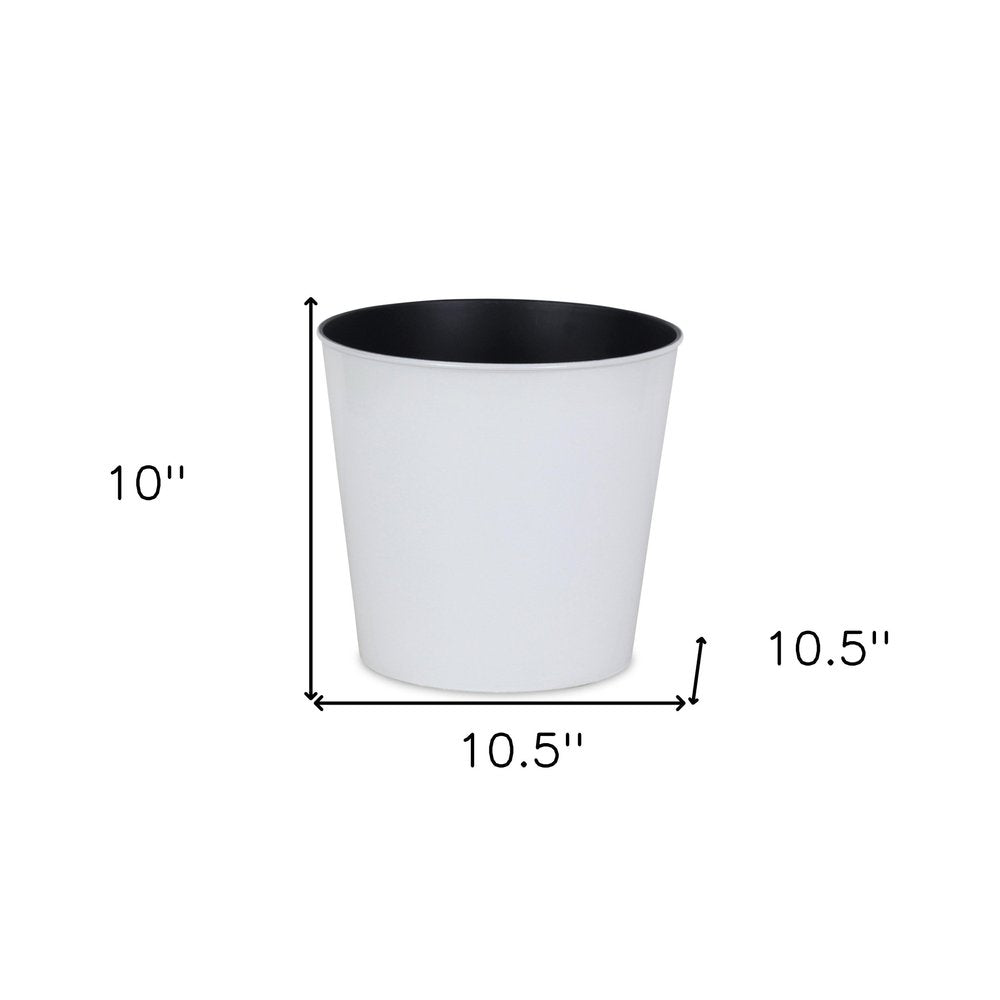 11" White Recycled Plastic Indoor Outdoor Round Pot Planter — view 2