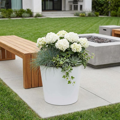11" White Recycled Plastic Indoor Outdoor Round Pot Planter HomeRoots