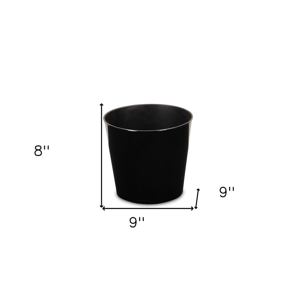 9" Black Recycled Plastic Indoor Outdoor Round Pot Planter HomeRoots