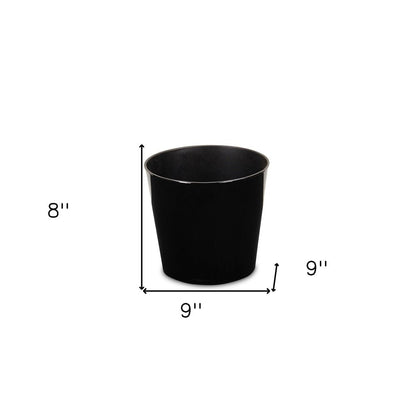 9" Black Recycled Plastic Indoor Outdoor Round Pot Planter HomeRoots