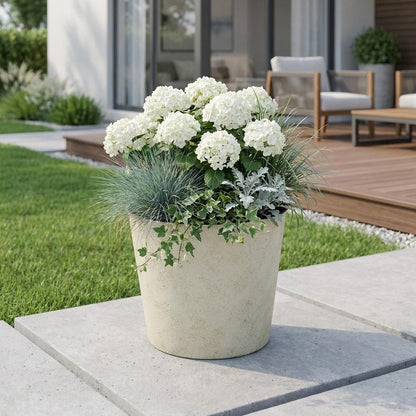 9" Gray Recycled Plastic Indoor Outdoor Round Pot Planter HomeRoots