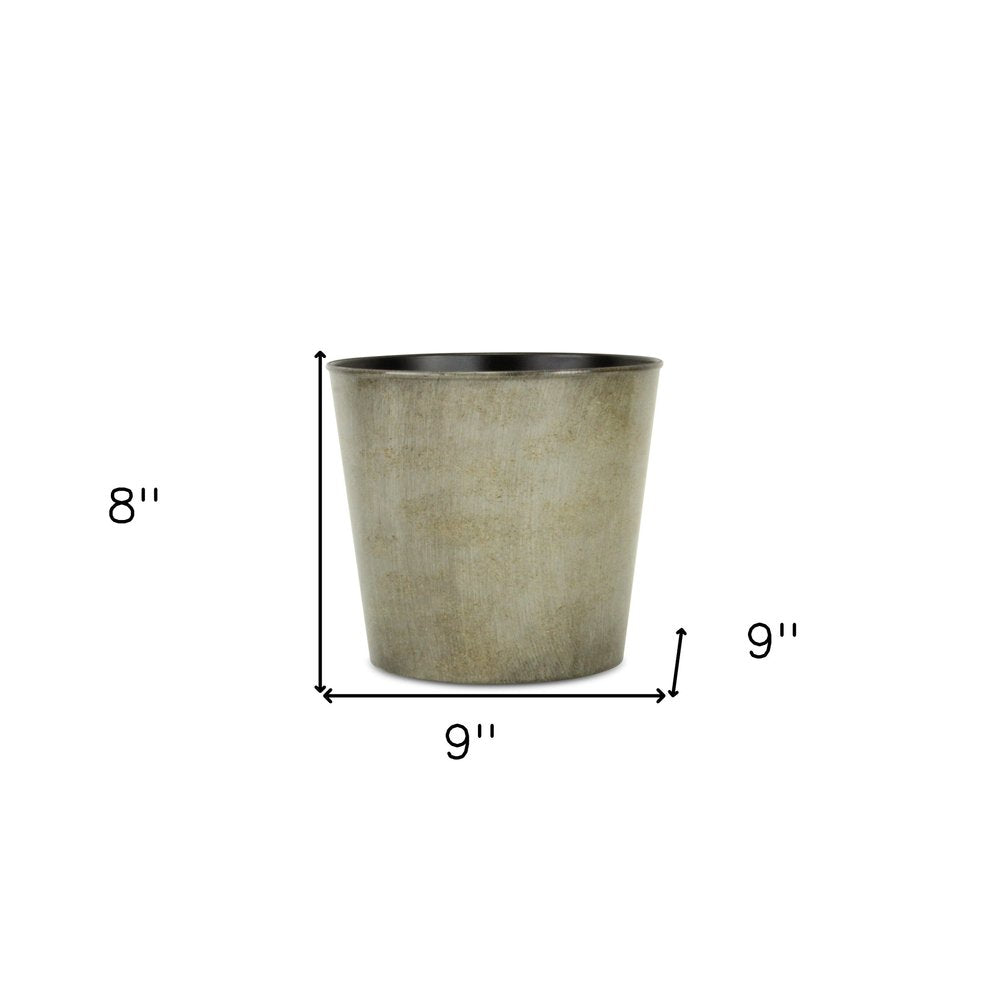 9" Gray Recycled Plastic Indoor Outdoor Round Pot Planter HomeRoots