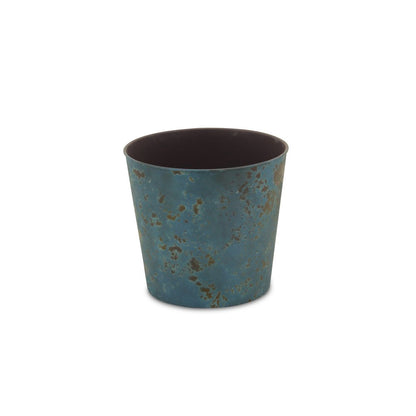 9" Blue Recycled Plastic Indoor Outdoor Round Pot Planter HomeRoots