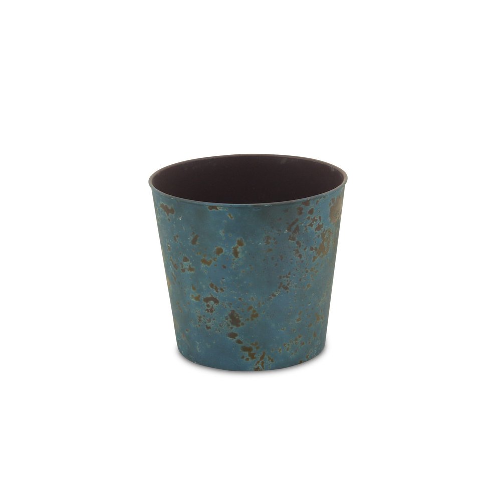 9" Blue Recycled Plastic Indoor Outdoor Round Pot Planter HomeRoots