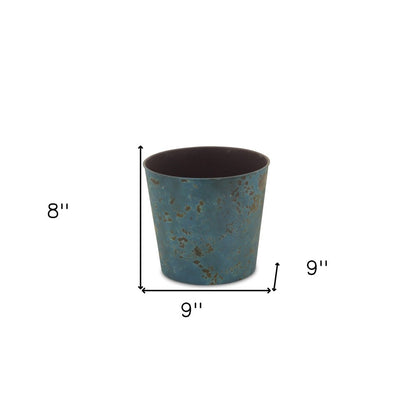 9" Blue Recycled Plastic Indoor Outdoor Round Pot Planter HomeRoots