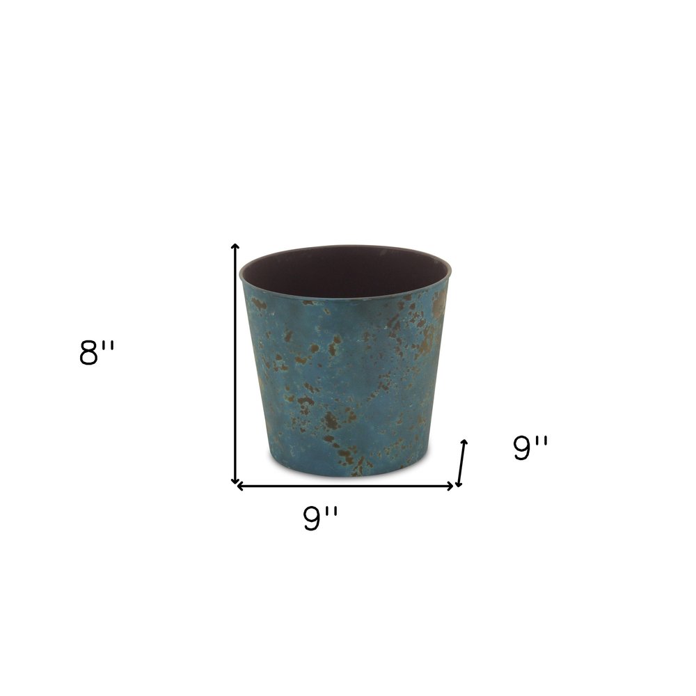 9" Blue Recycled Plastic Indoor Outdoor Round Pot Planter HomeRoots