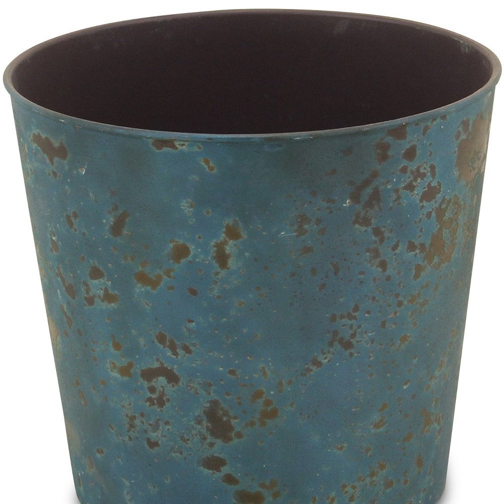 9" Blue Recycled Plastic Indoor Outdoor Round Pot Planter HomeRoots