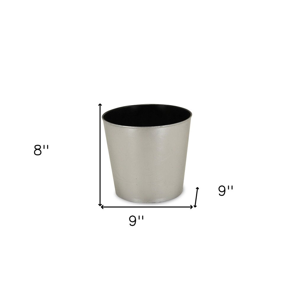 9" Silver Recycled Plastic Indoor Outdoor Round Pot Planter HomeRoots