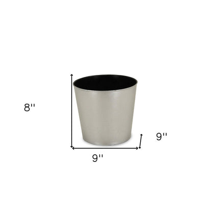 9" Silver Recycled Plastic Indoor Outdoor Round Pot Planter HomeRoots