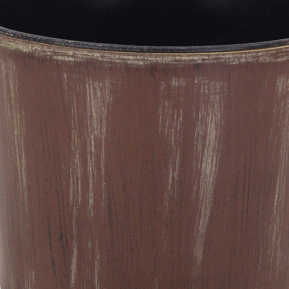 7" Brown and Ivory Textural Tone On Tone Recycled Plastic Indoor Outdoor Round Pot Planter HomeRoots