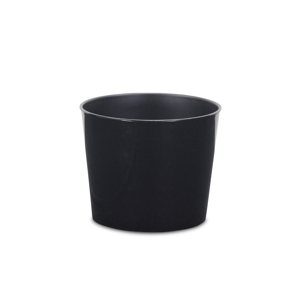 7" Black Recycled Plastic Indoor Outdoor Round Pot Planter HomeRoots