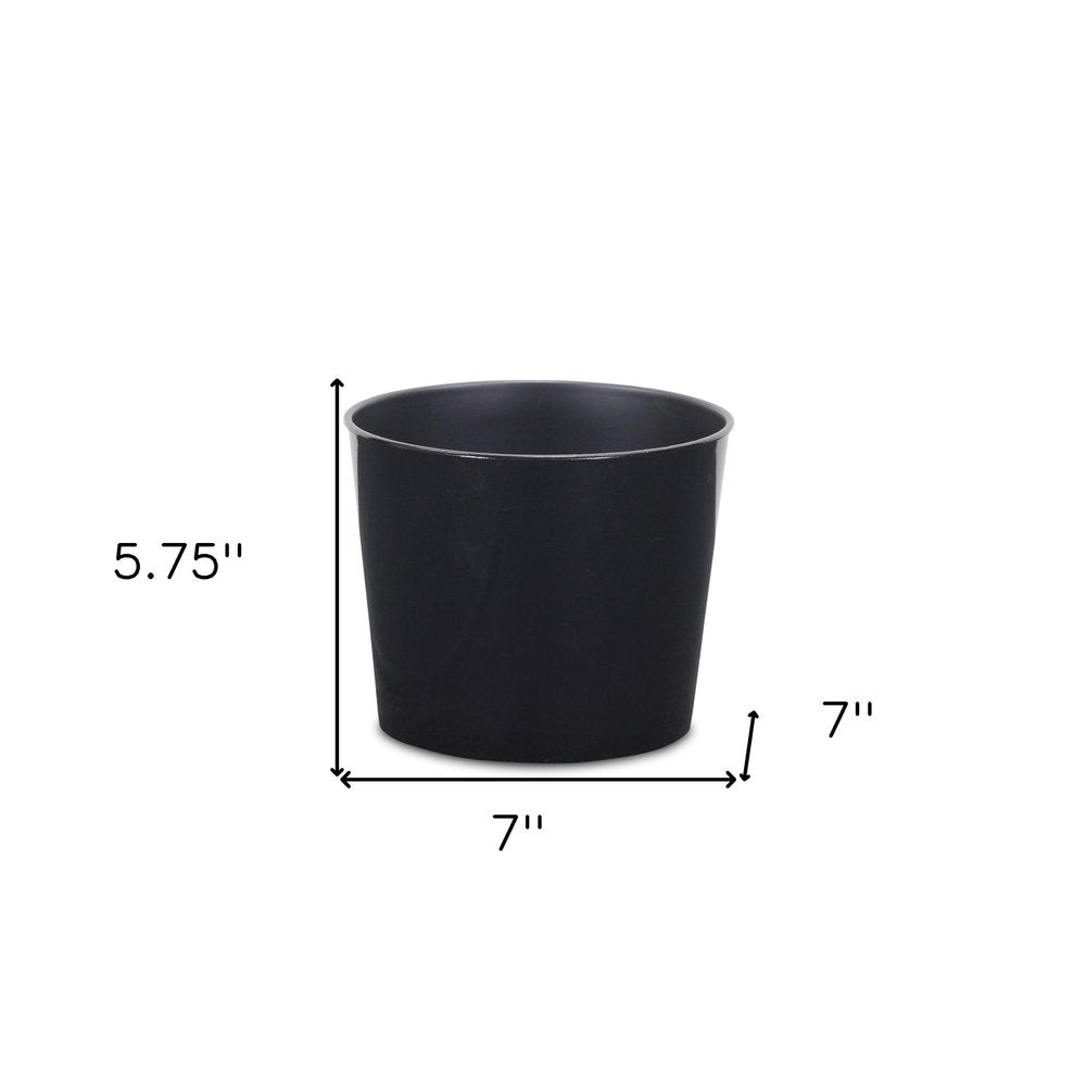 7" Black Recycled Plastic Indoor Outdoor Round Pot Planter HomeRoots