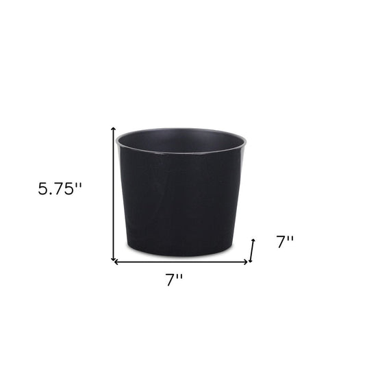 7" Black Recycled Plastic Indoor Outdoor Round Pot Planter HomeRoots