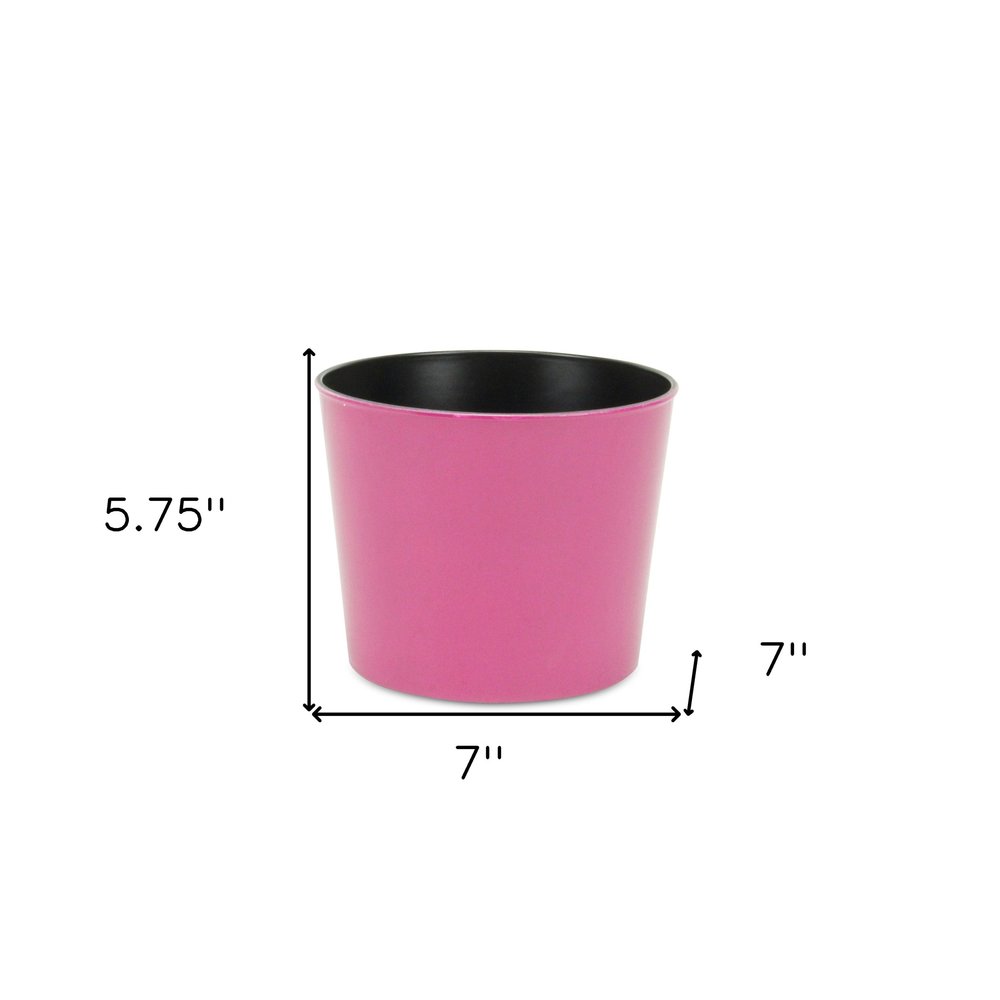 7" Hot Pink Recycled Plastic Indoor Outdoor Round Pot Planter HomeRoots