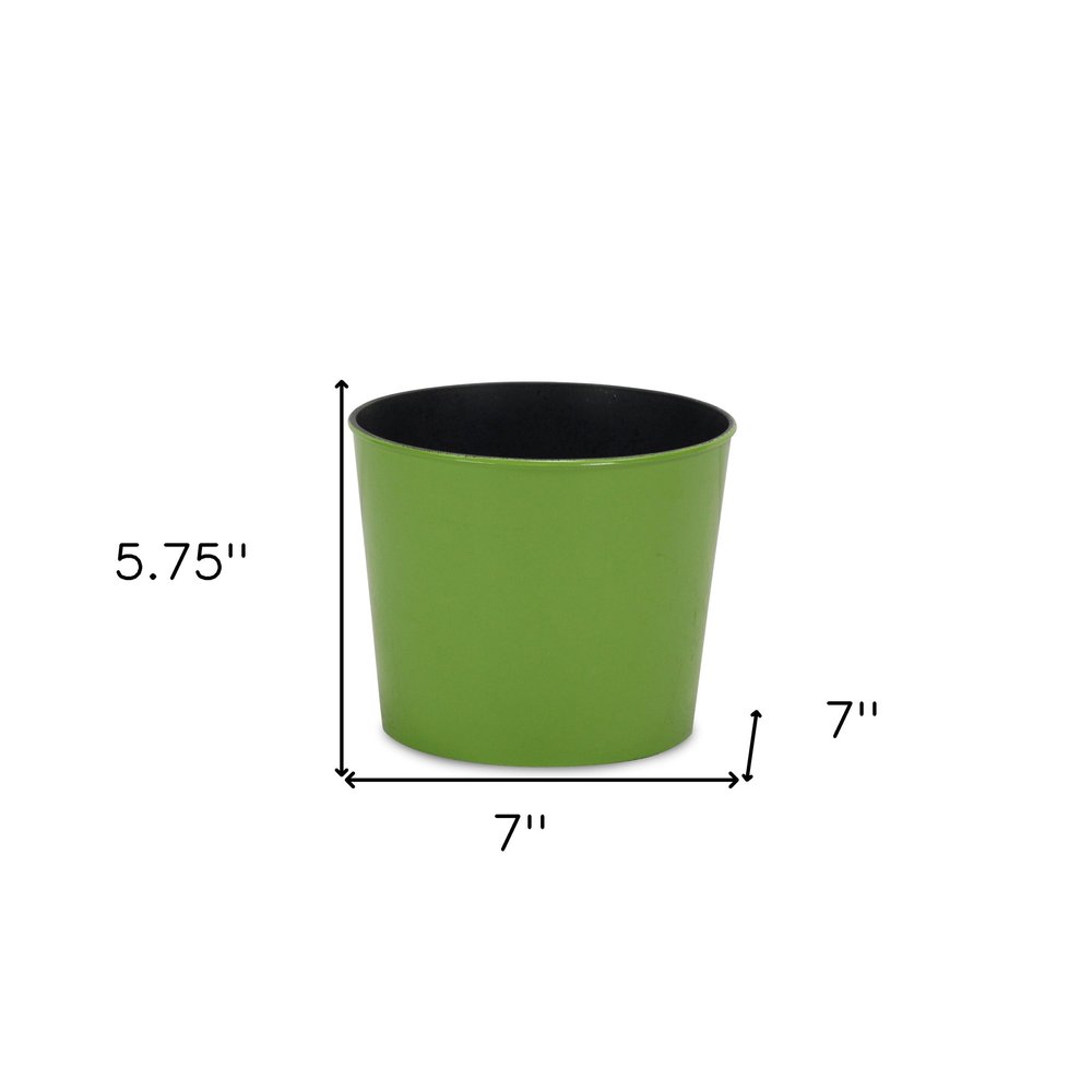 7" Lime Green Recycled Plastic Indoor Outdoor Round Pot Planter HomeRoots