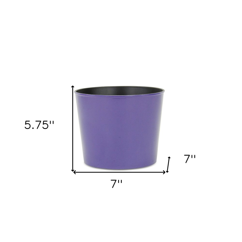 7" Navy Blue Recycled Plastic Indoor Outdoor Round Pot Planter HomeRoots