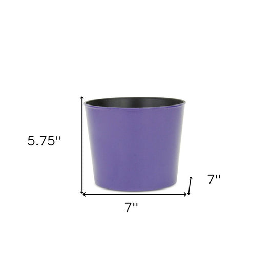 7" Navy Blue Recycled Plastic Indoor Outdoor Round Pot Planter HomeRoots