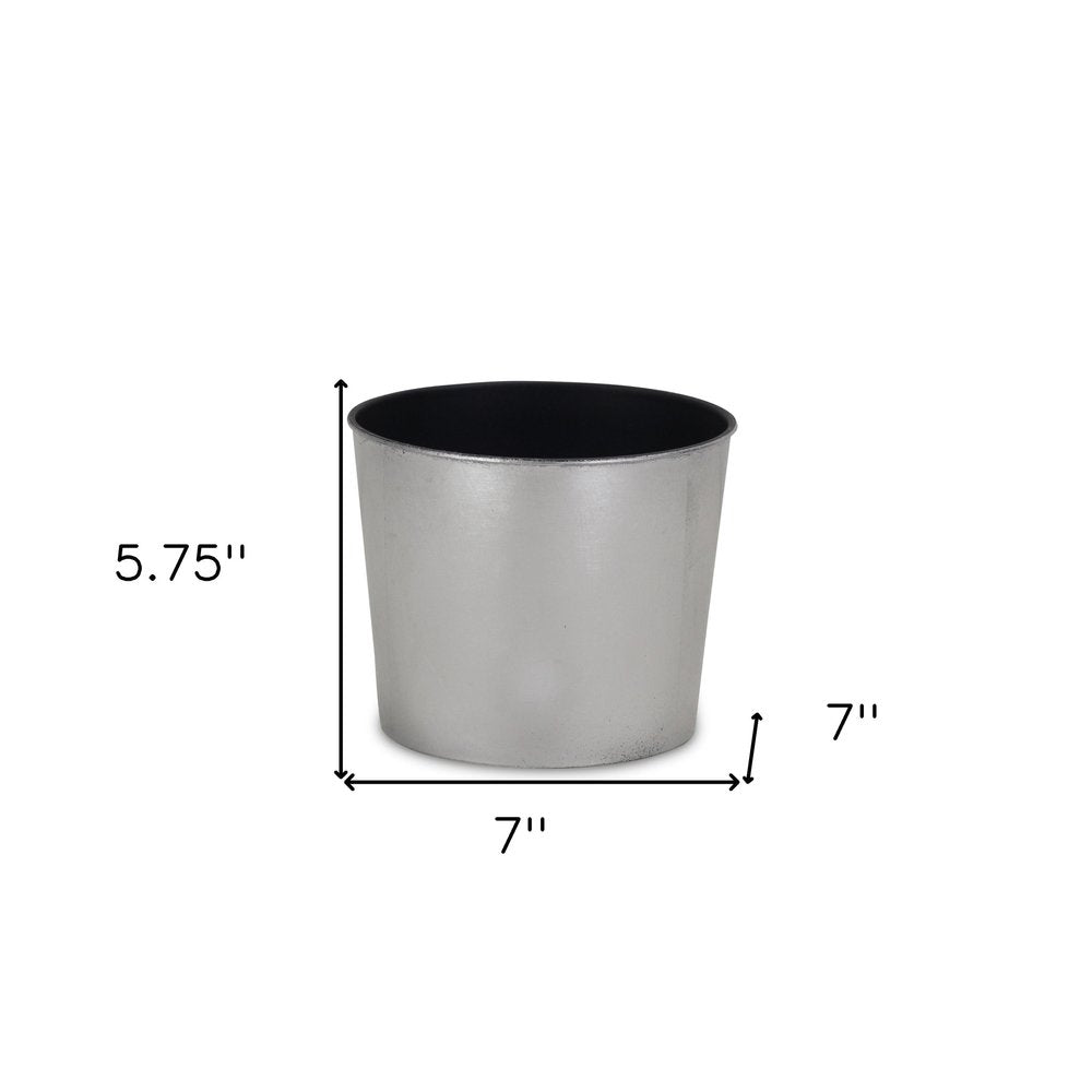 7" Silver Recycled Plastic Indoor Outdoor Round Pot Planter HomeRoots
