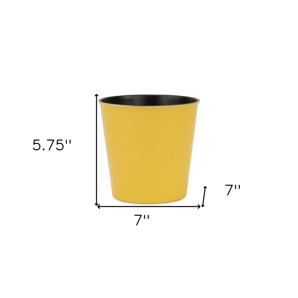 7" Yellow Recycled Plastic Indoor Outdoor Round Pot Planter HomeRoots