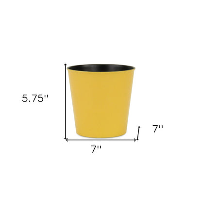 7" Yellow Recycled Plastic Indoor Outdoor Round Pot Planter HomeRoots