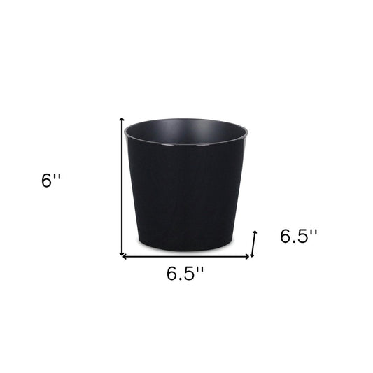 7" Black Recycled Plastic Indoor Outdoor Round Pot Planter HomeRoots