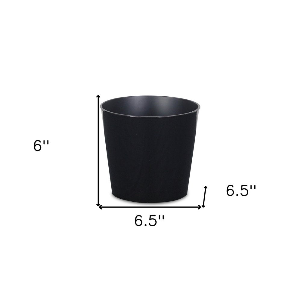 7" Black Recycled Plastic Indoor Outdoor Round Pot Planter HomeRoots