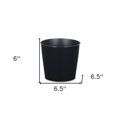 7" Black Recycled Plastic Indoor Outdoor Round Pot Planter HomeRoots