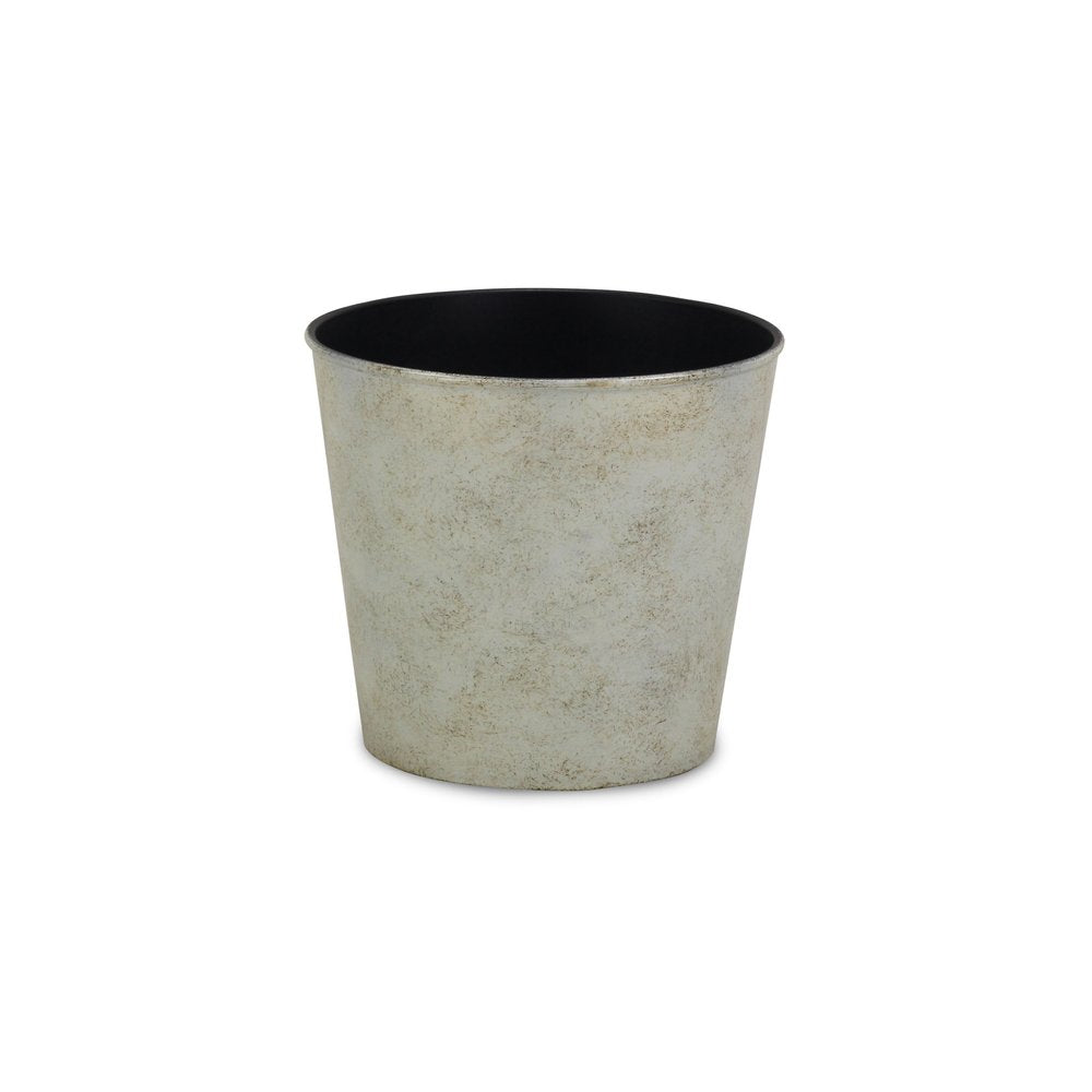 7" Silver Recycled Plastic Indoor Outdoor Round Pot Planter HomeRoots