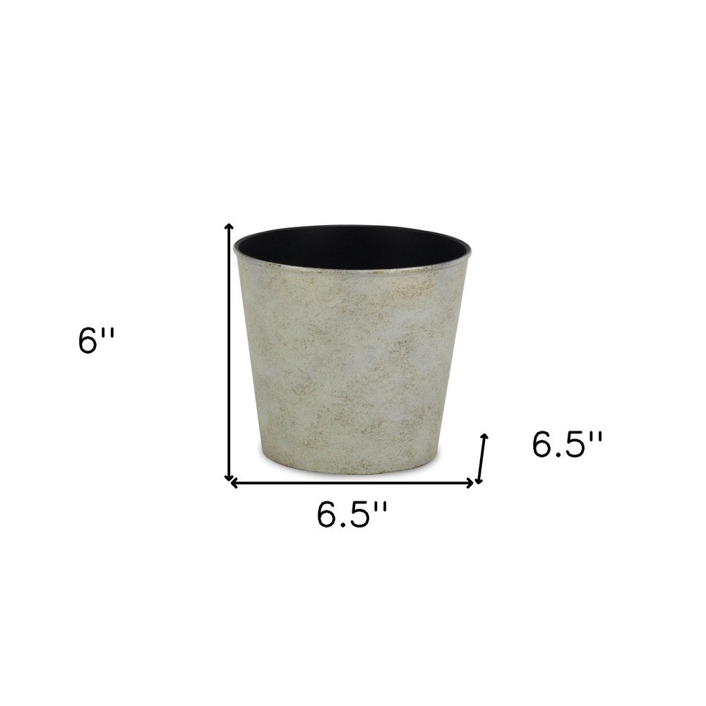 7" Silver Recycled Plastic Indoor Outdoor Round Pot Planter HomeRoots