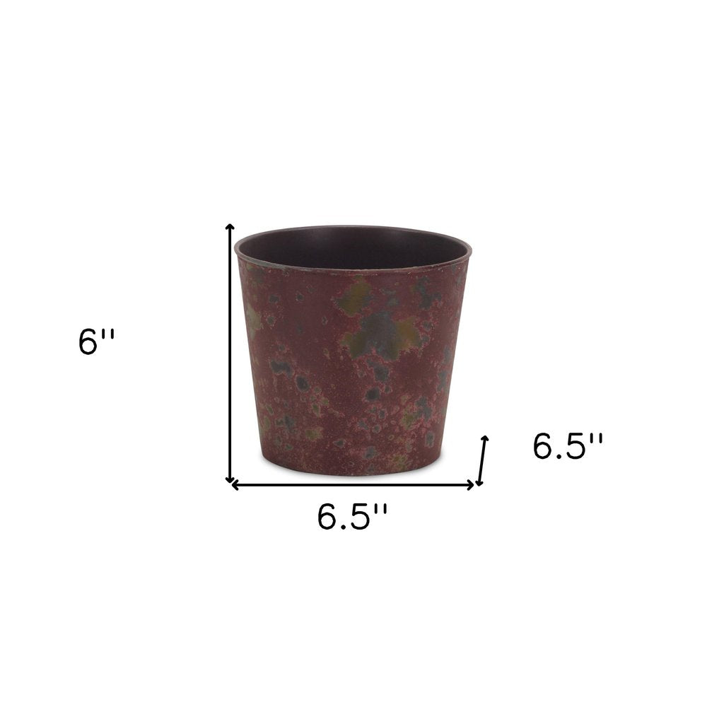 7" Red Recycled Plastic Indoor Outdoor Round Pot Planter HomeRoots