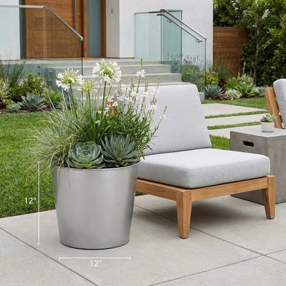 7" Silver Recycled Plastic Indoor Outdoor Round Pot Planter HomeRoots