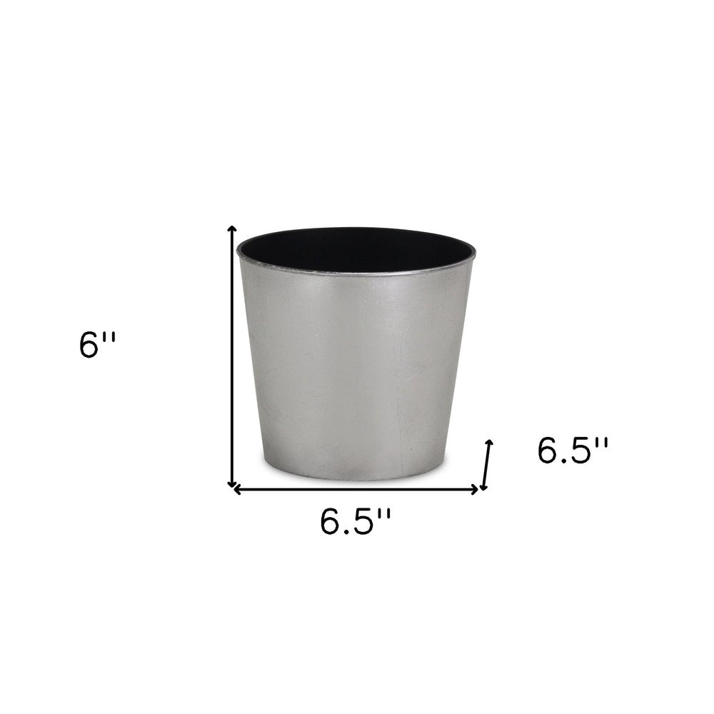 7" Silver Recycled Plastic Indoor Outdoor Round Pot Planter HomeRoots